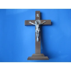 Krzyż Świętego Benedykta stojący brąz rustykalny 28 cm / koniec dostaw
